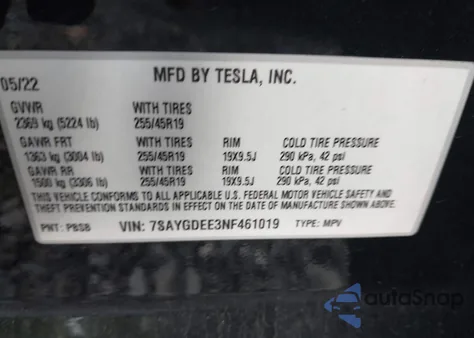 2022 Tesla Model Y Long Range Dual Motor All-Wheel Drive from USA, damaged, VIN 7SAYGDEE3NF461019
